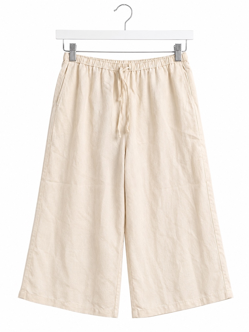 NWT Max Studio London Linen Blend Wide Leg Crop Pants Natural Beige Size Large